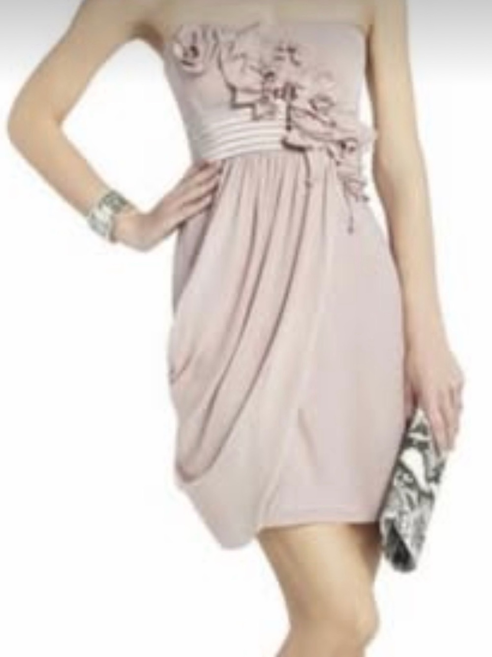 BCBGMaxAzria Pale Blush Draped Mini Dress